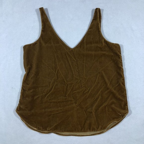 NEW LOFT Womens XS V-Neck Velvet Tank Top Mustard Gold Brown NWT - Picture 4 of 11